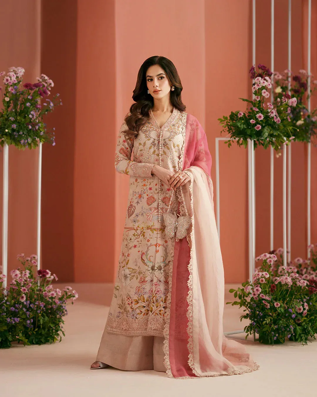 Faiza Saqlain Roim Pret Beige Raw Silk – view 2 – Poshaq