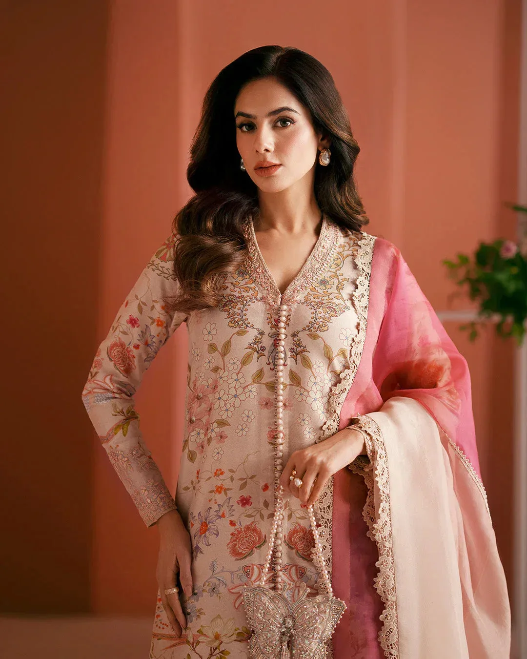 Faiza Saqlain Roim Pret Beige Raw Silk – view 3 – Poshaq