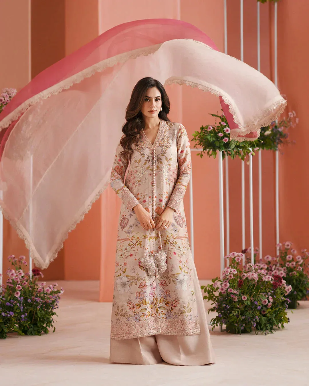 Faiza Saqlain Roim Pret Beige Raw Silk – view 4 – Poshaq