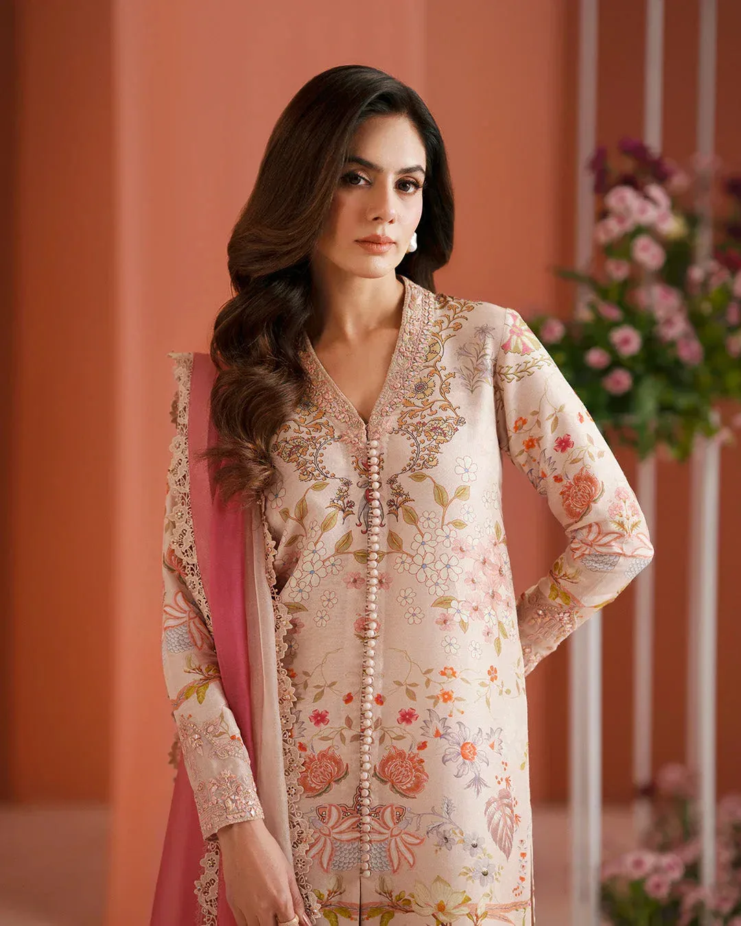 Faiza Saqlain Roim Pret Beige Raw Silk – view 5 – Poshaq