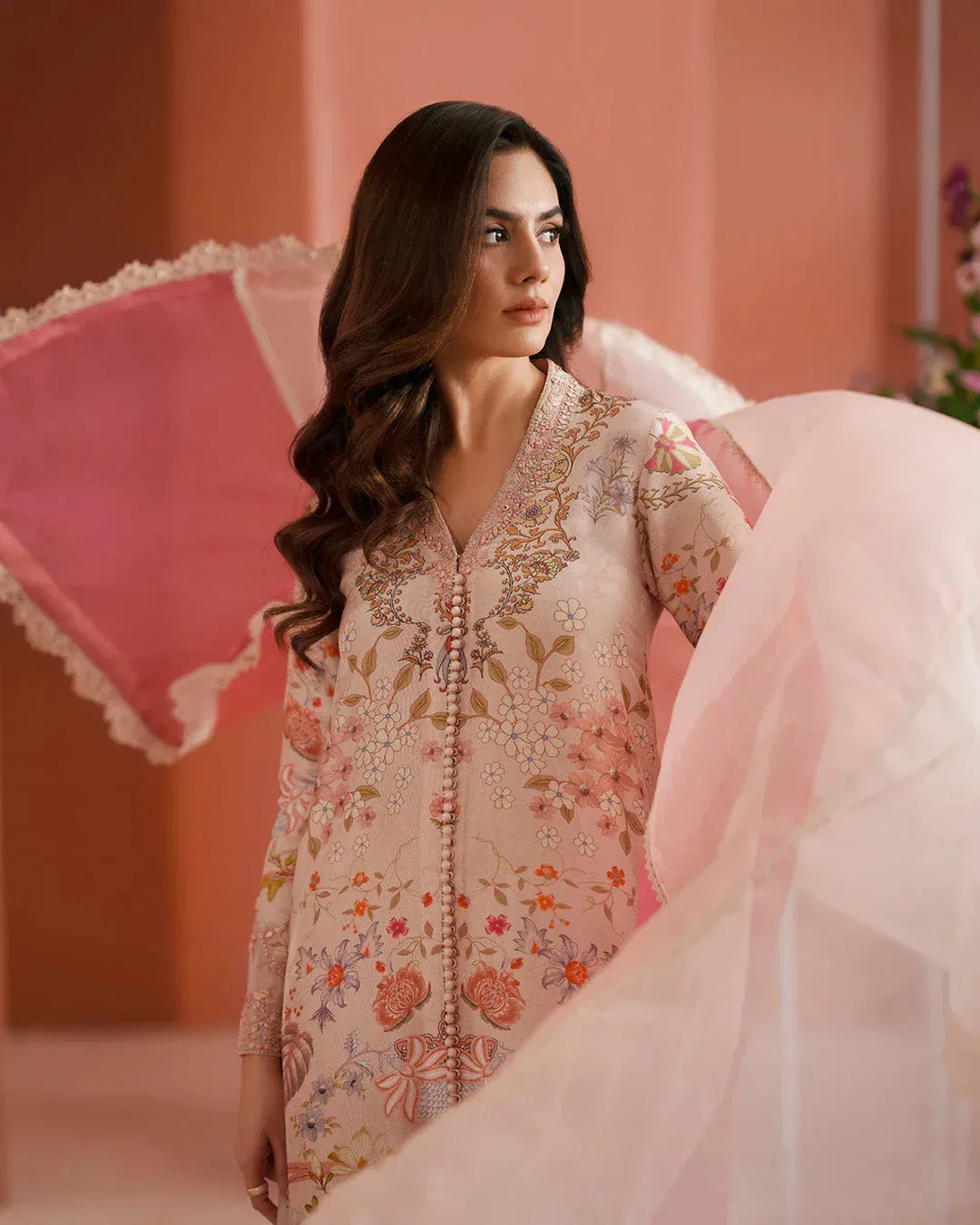 Faiza Saqlain Roim Pret Beige Raw Silk – view 7 – Poshaq