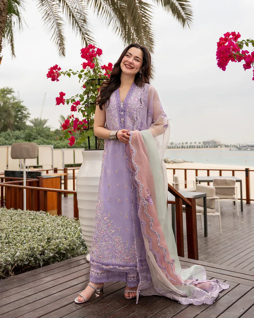 Faiza Saqlain Aya Luxury Lawn 26' Lilac Organza – view 1 – Poshaq