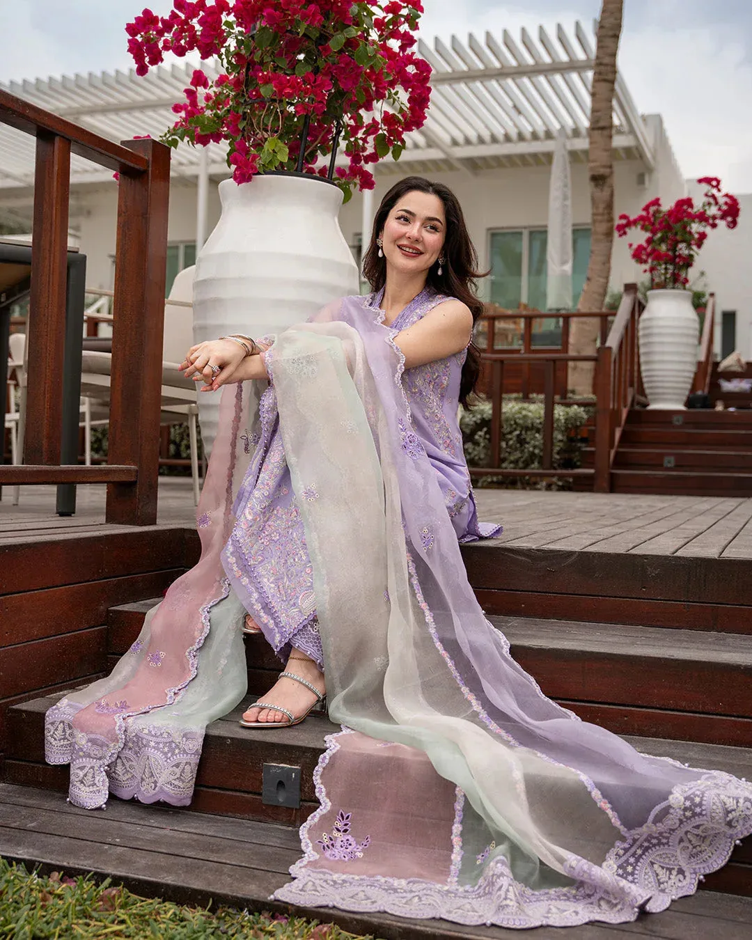 Faiza Saqlain Aya Luxury Lawn 26' Lilac Organza – view 5 – Poshaq