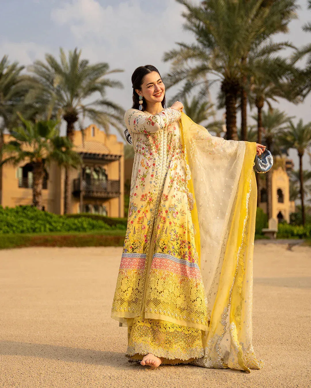 Faiza Saqlain Aya Luxury Lawn 26' Yellow Organza – view 2 – Poshaq