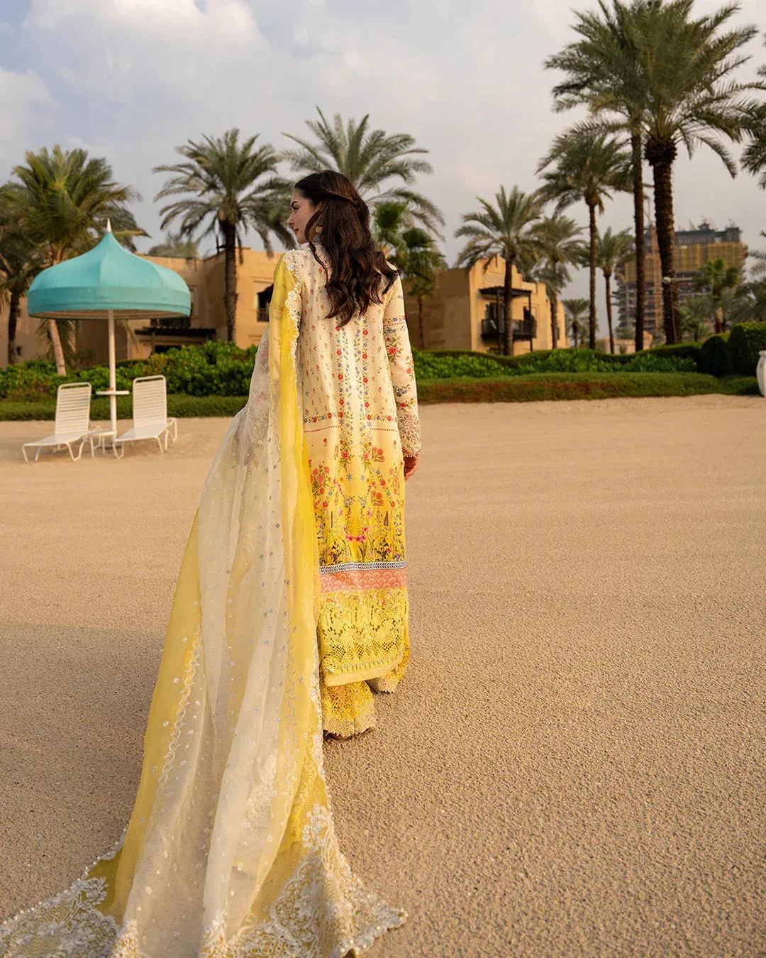 Faiza Saqlain Aya Luxury Lawn 26' Yellow Organza – view 7 – Poshaq