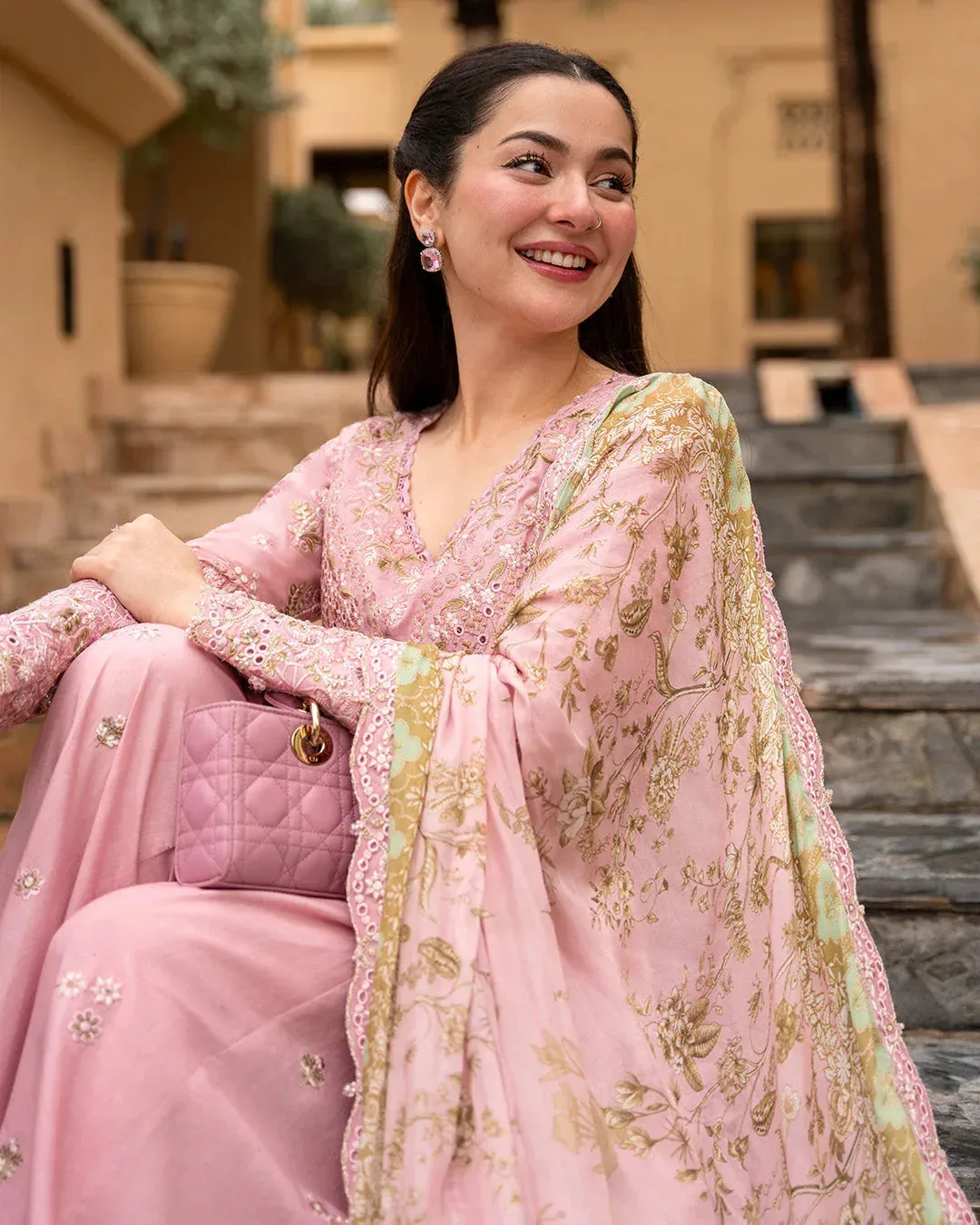 Faiza Saqlain Aya Luxury Lawn 26' Pink Organza – view 7 – Poshaq
