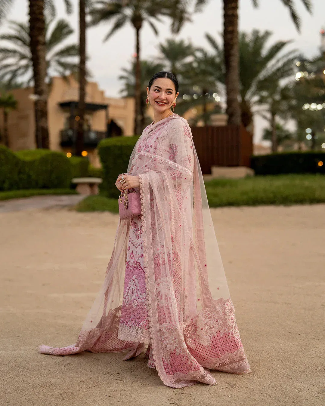 Faiza Saqlain Aya Luxury Lawn 26' Pink Organza – view 2 – Poshaq