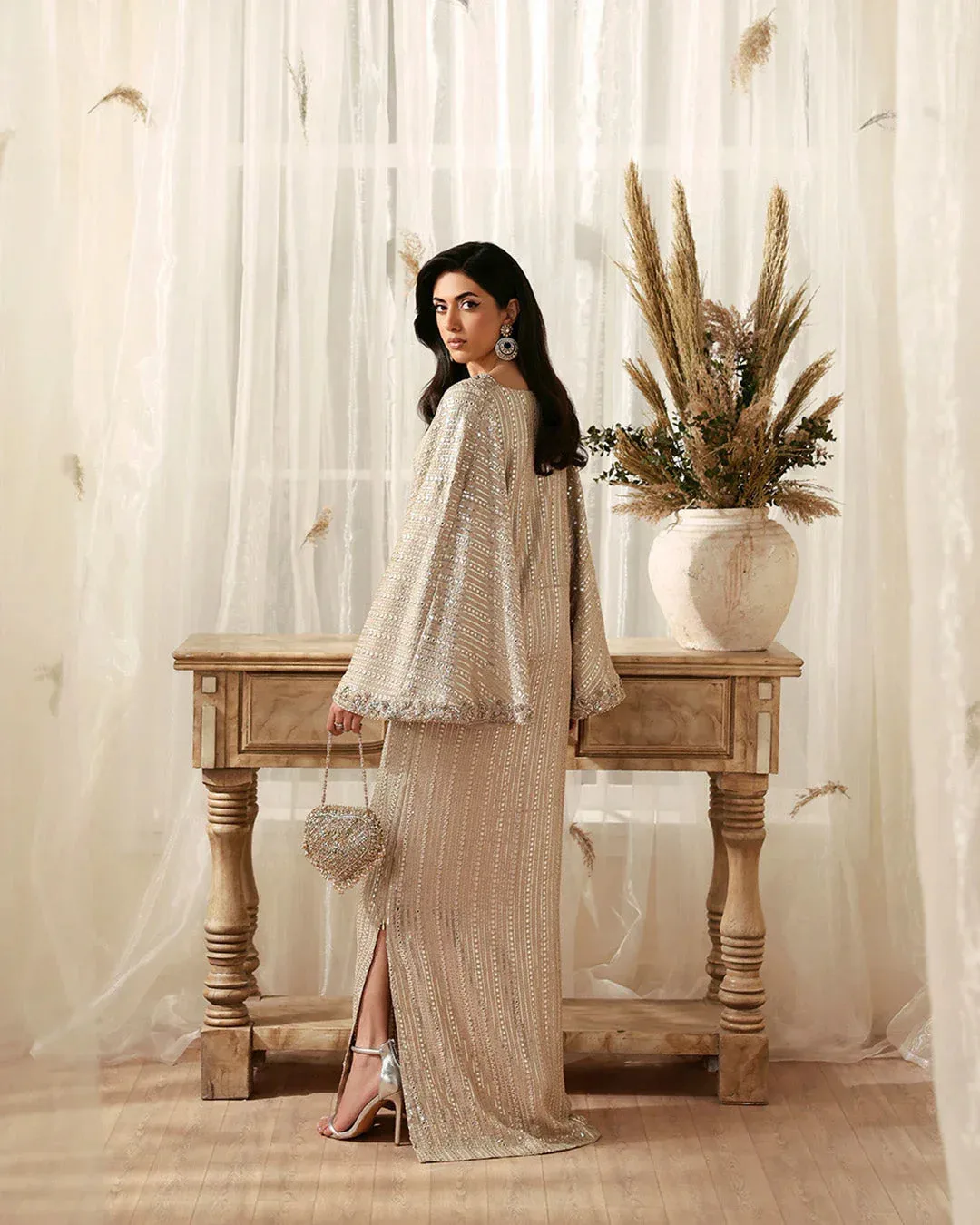 Faiza Saqlain Freya Luxury Pret Beige Raw Silk – view 2 – Poshaq