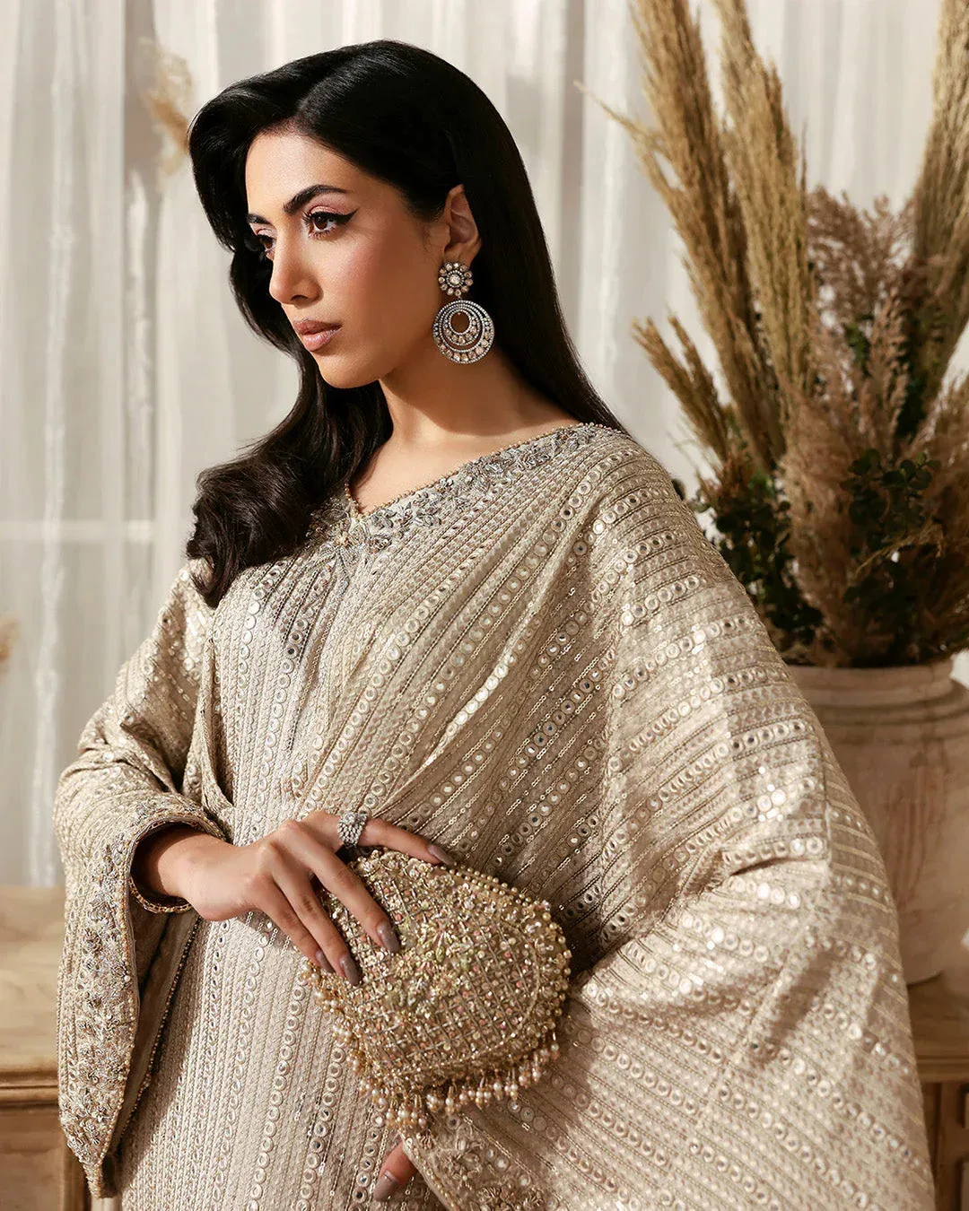 Faiza Saqlain Freya Luxury Pret Beige Raw Silk – view 4 – Poshaq
