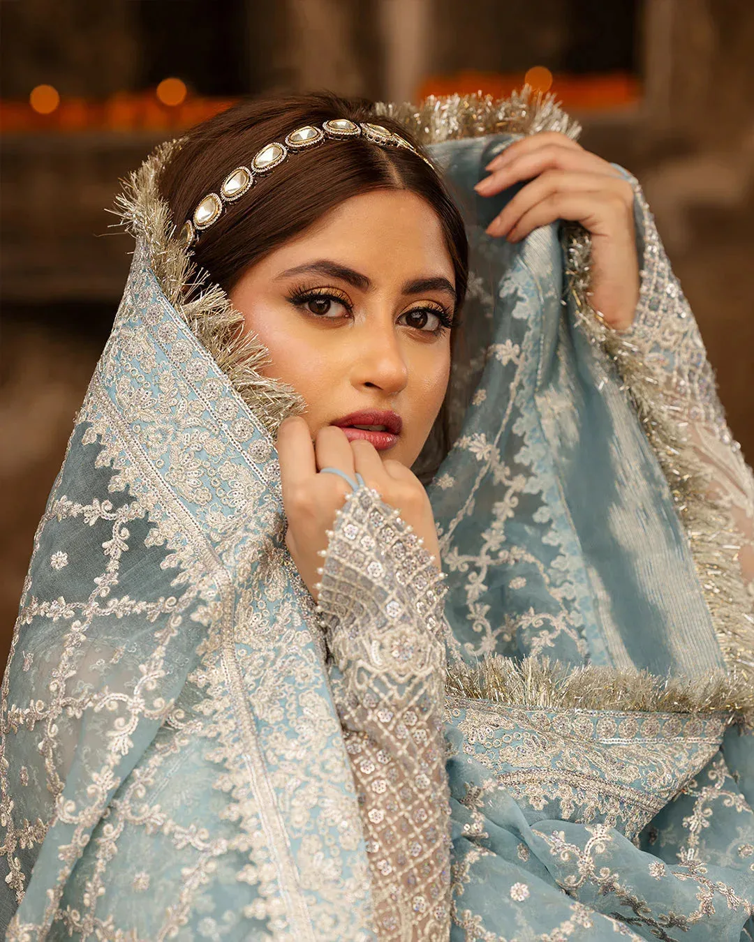Faiza Saqlain Wedding Formals Blue Organza – view 3 – Poshaq