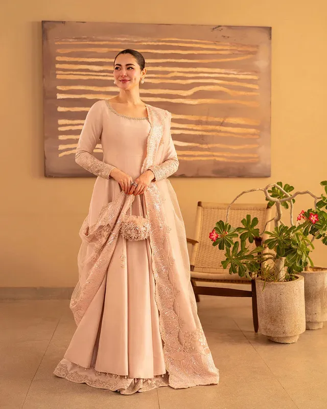 Faiza Saqlain Reina Luxe Pink Raw Silk – view 1 – Poshaq