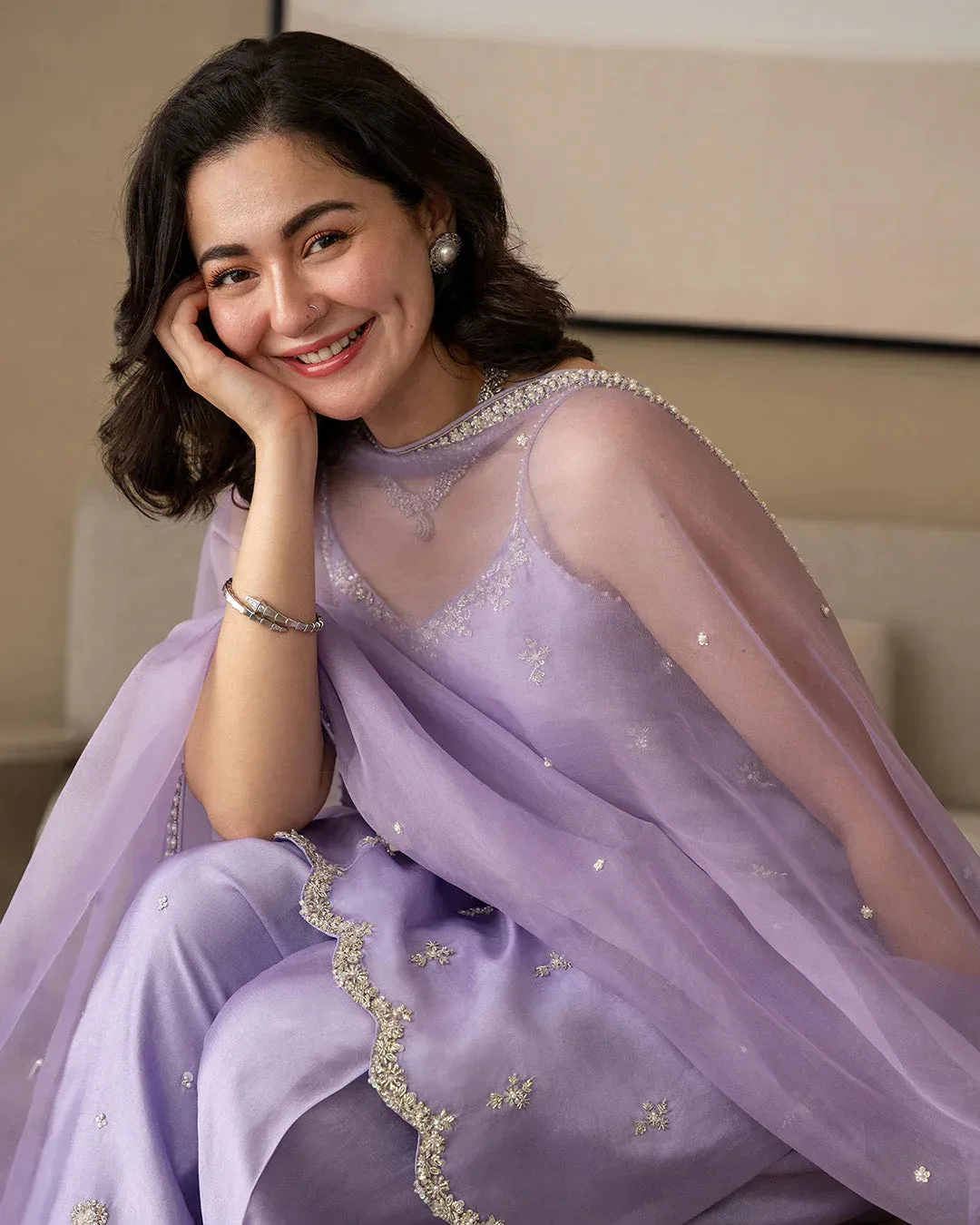 Faiza Saqlain Reina Luxe Lilac Organza – view 4 – Poshaq