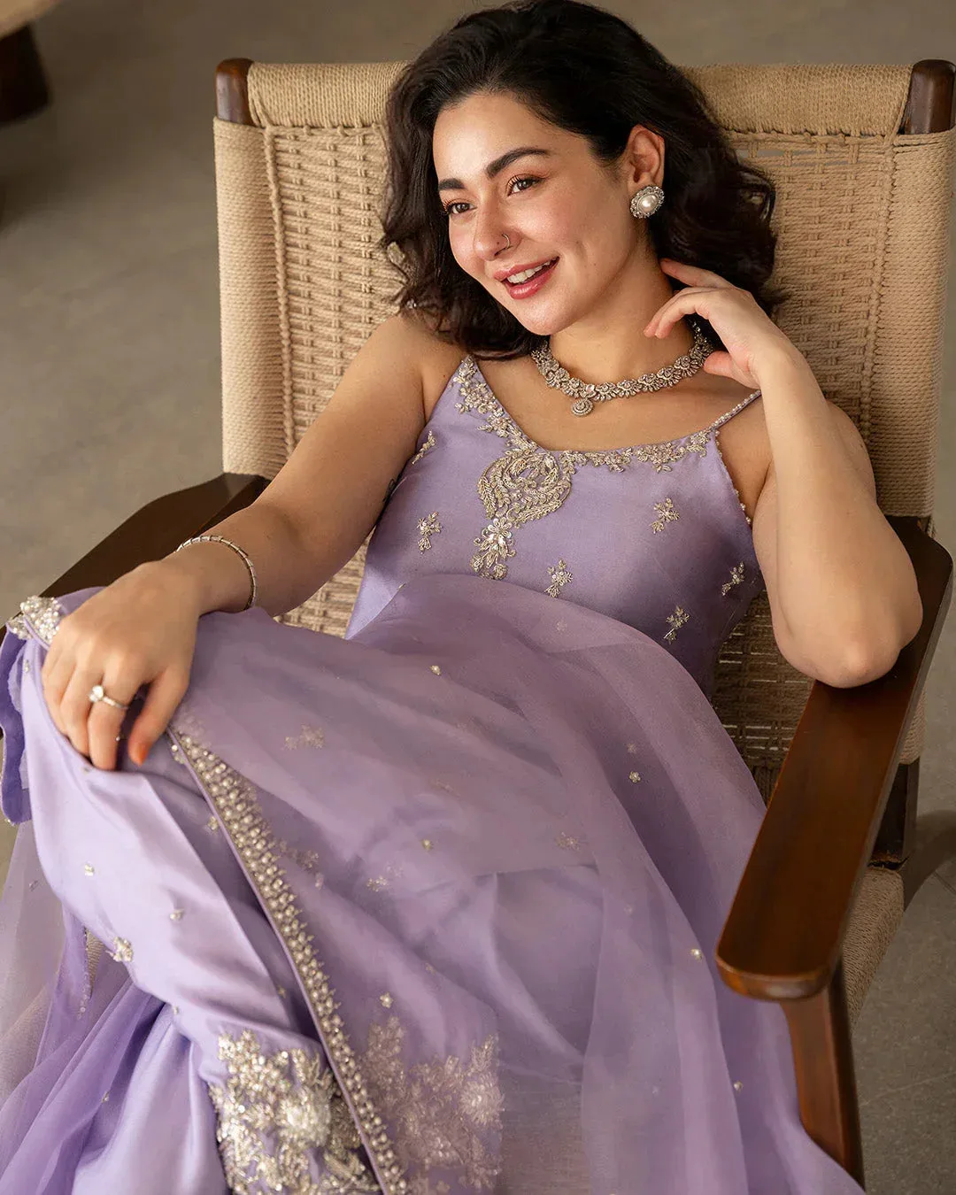 Faiza Saqlain Reina Luxe Lilac Organza – view 5 – Poshaq