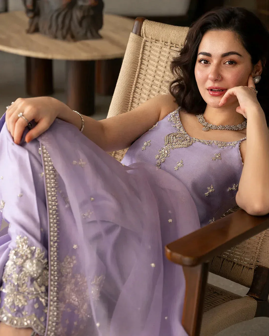 Faiza Saqlain Reina Luxe Lilac Organza – view 6 – Poshaq