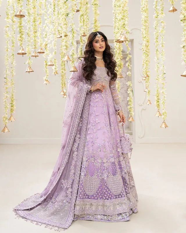 Faiza Saqlain Rua Wedding Formals Lilac Chiffon – view 1 – Poshaq