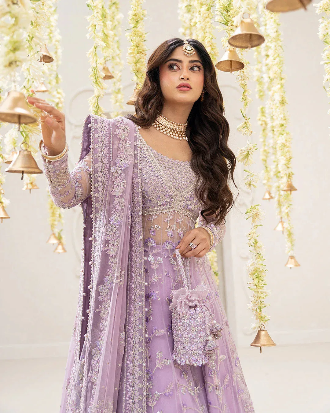 Faiza Saqlain Rua Wedding Formals Lilac Chiffon – view 3 – Poshaq