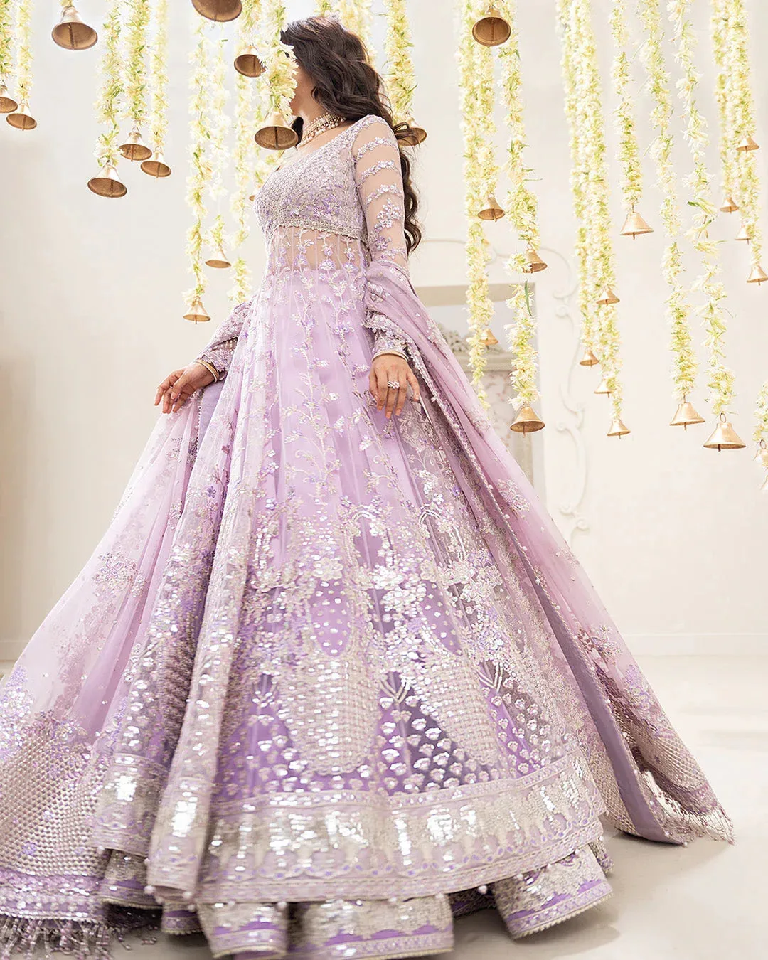 Faiza Saqlain Rua Wedding Formals Lilac Chiffon – view 5 – Poshaq