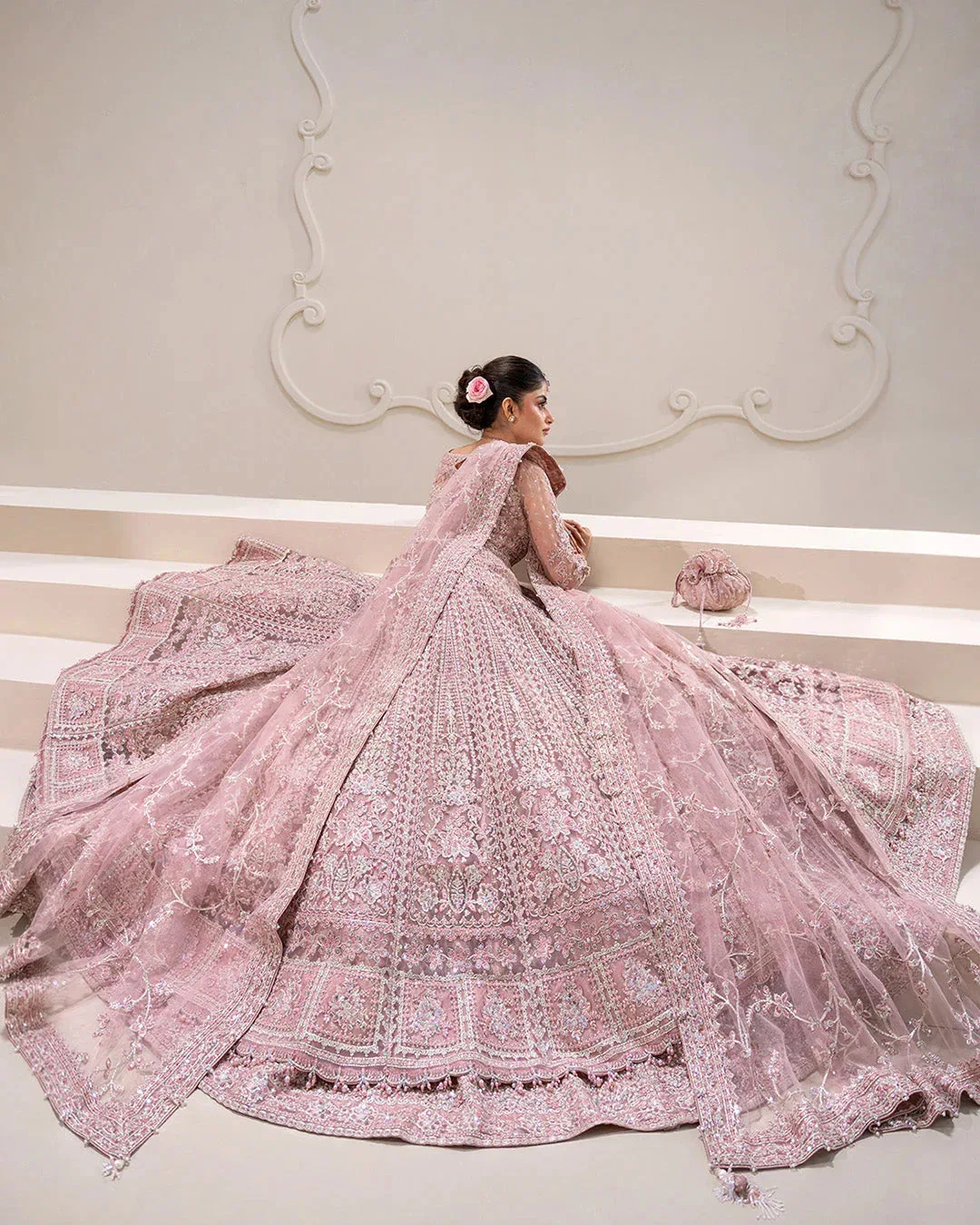 Faiza Saqlain Rua Wedding Formals Pink Net – view 2 – Poshaq