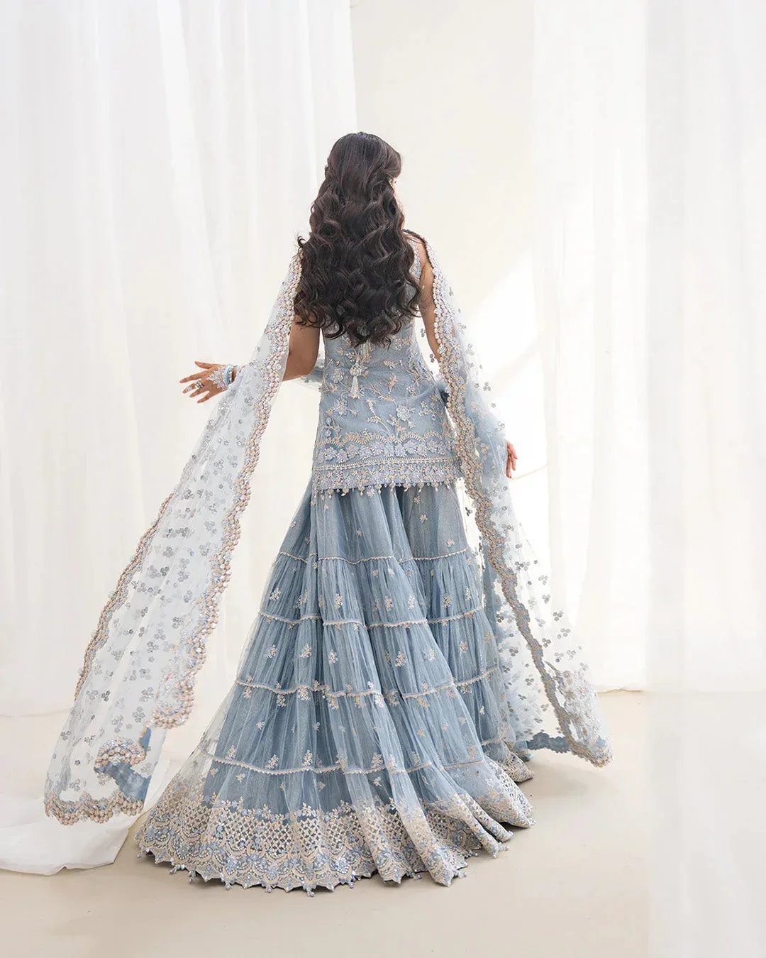 Faiza Saqlain Rua Wedding Formals Blue Net – view 2 – Poshaq
