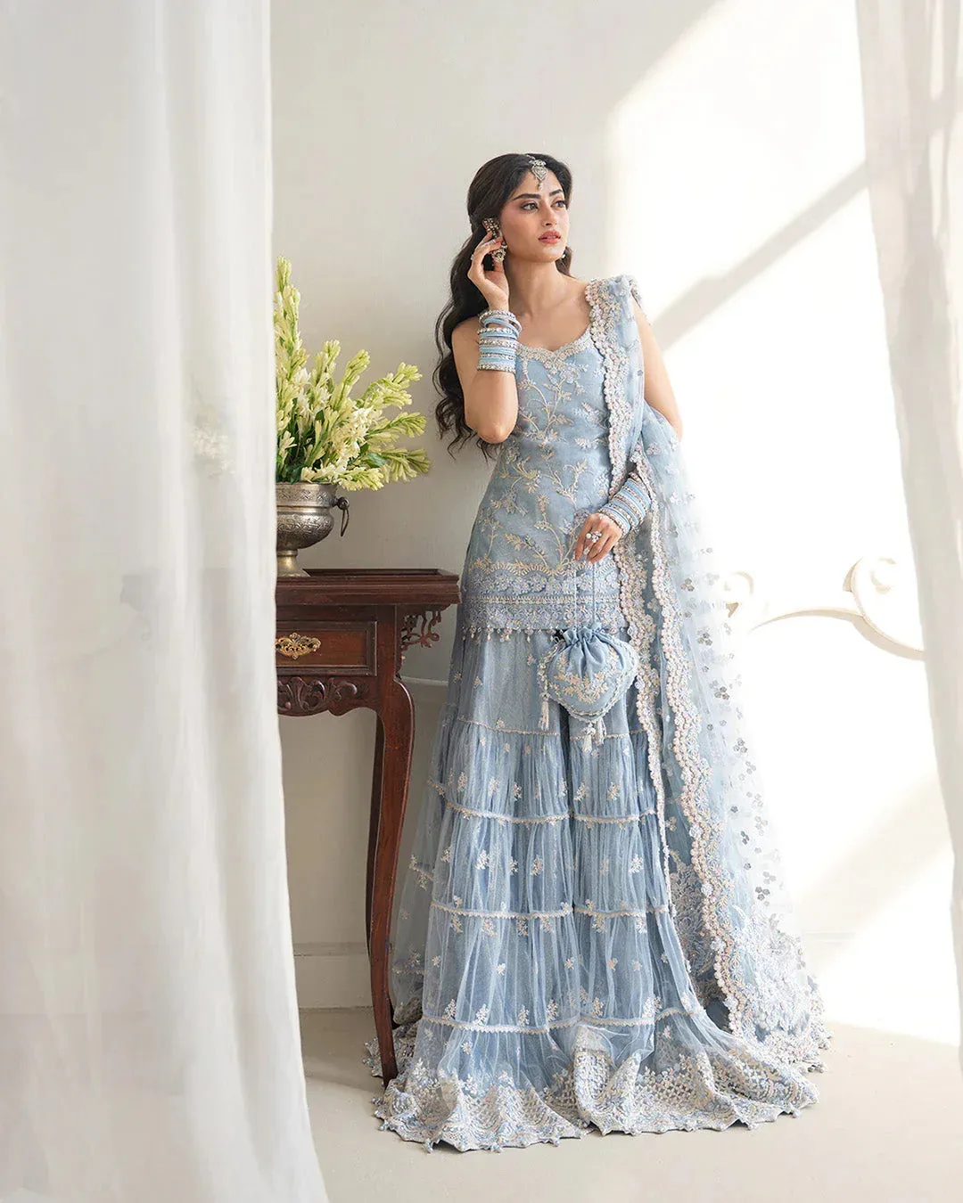 Faiza Saqlain Rua Wedding Formals Blue Net – view 4 – Poshaq