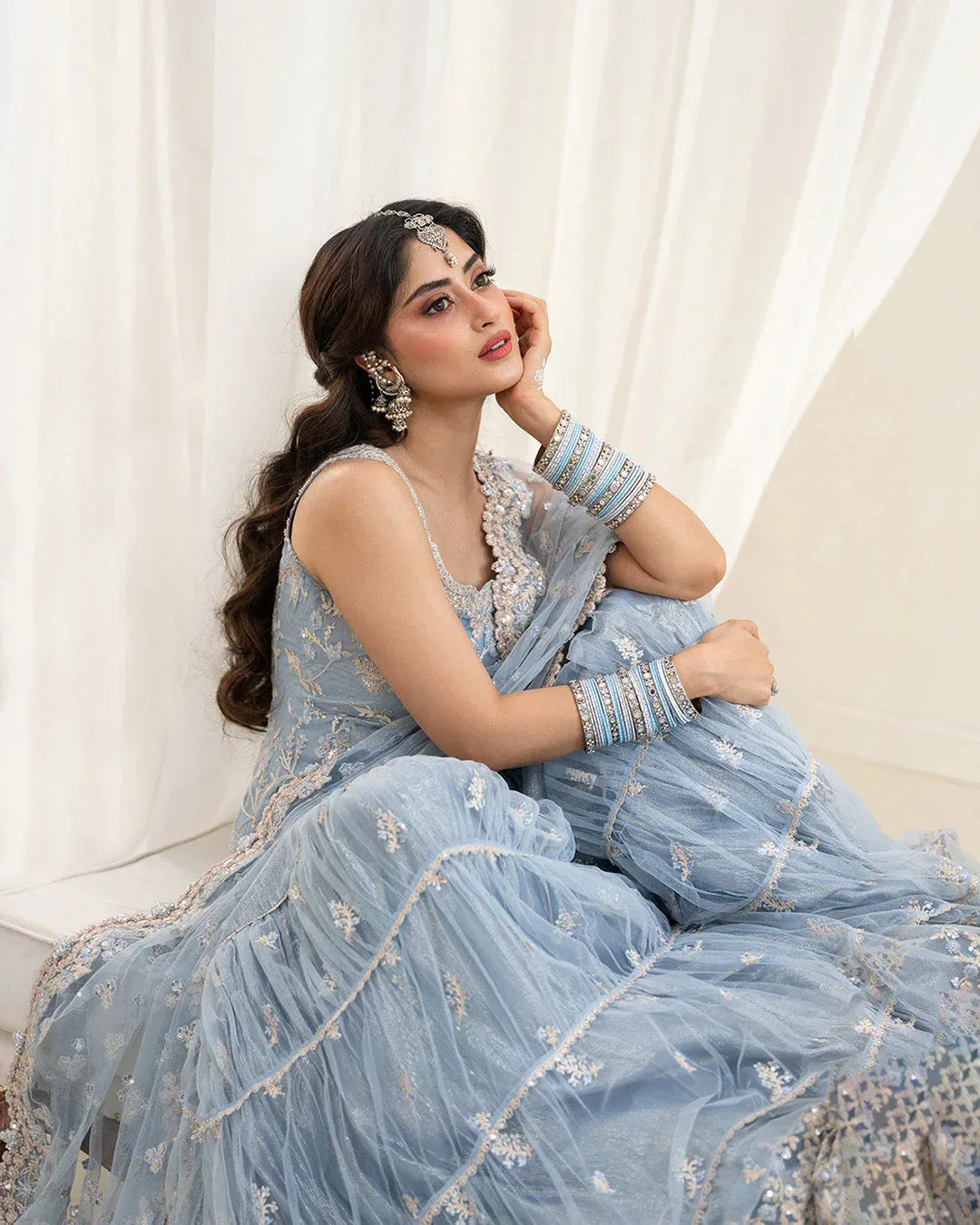 Faiza Saqlain Rua Wedding Formals Blue Net – view 5 – Poshaq