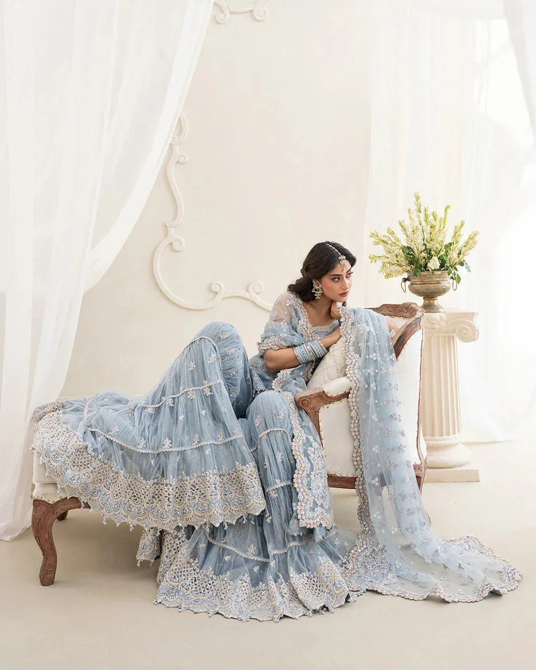 Faiza Saqlain Rua Wedding Formals Blue Net – view 6 – Poshaq