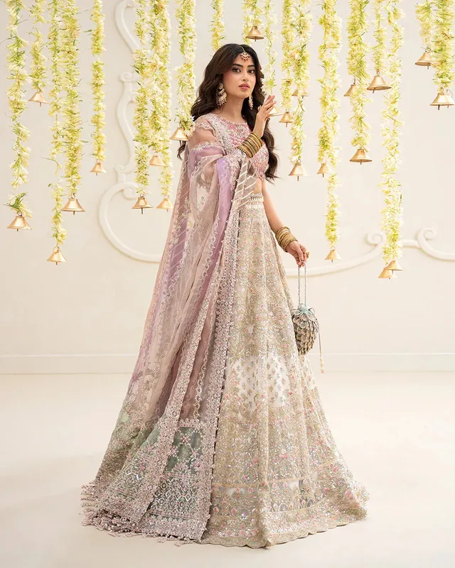 Faiza Saqlain Rua Wedding Formals Pink Organza – view 1 – Poshaq