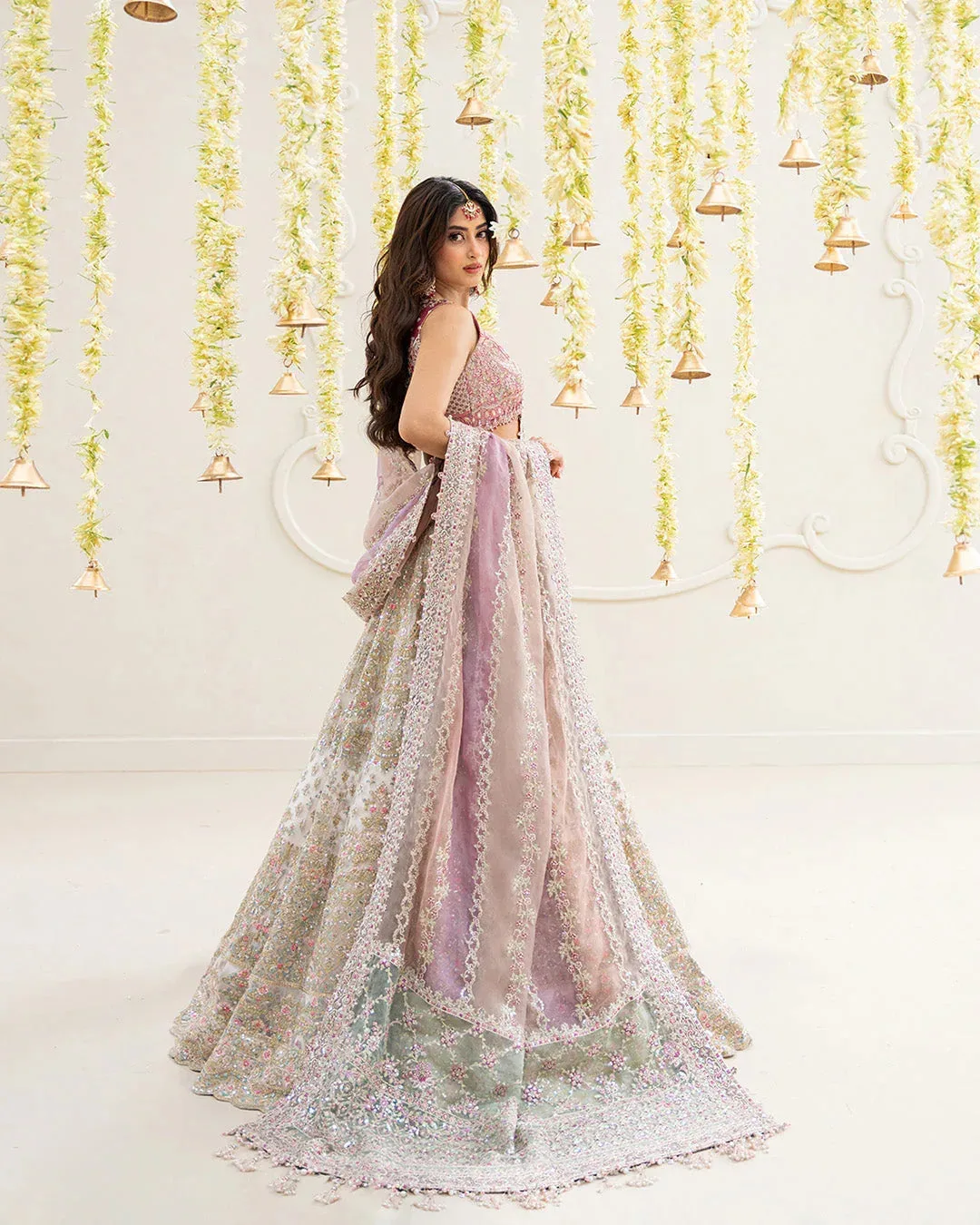 Faiza Saqlain Rua Wedding Formals Pink Organza – view 2 – Poshaq