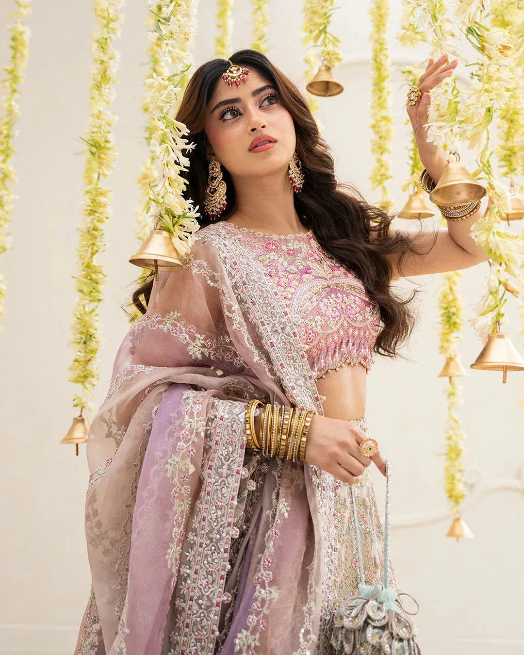 Faiza Saqlain Rua Wedding Formals Pink Organza – view 3 – Poshaq
