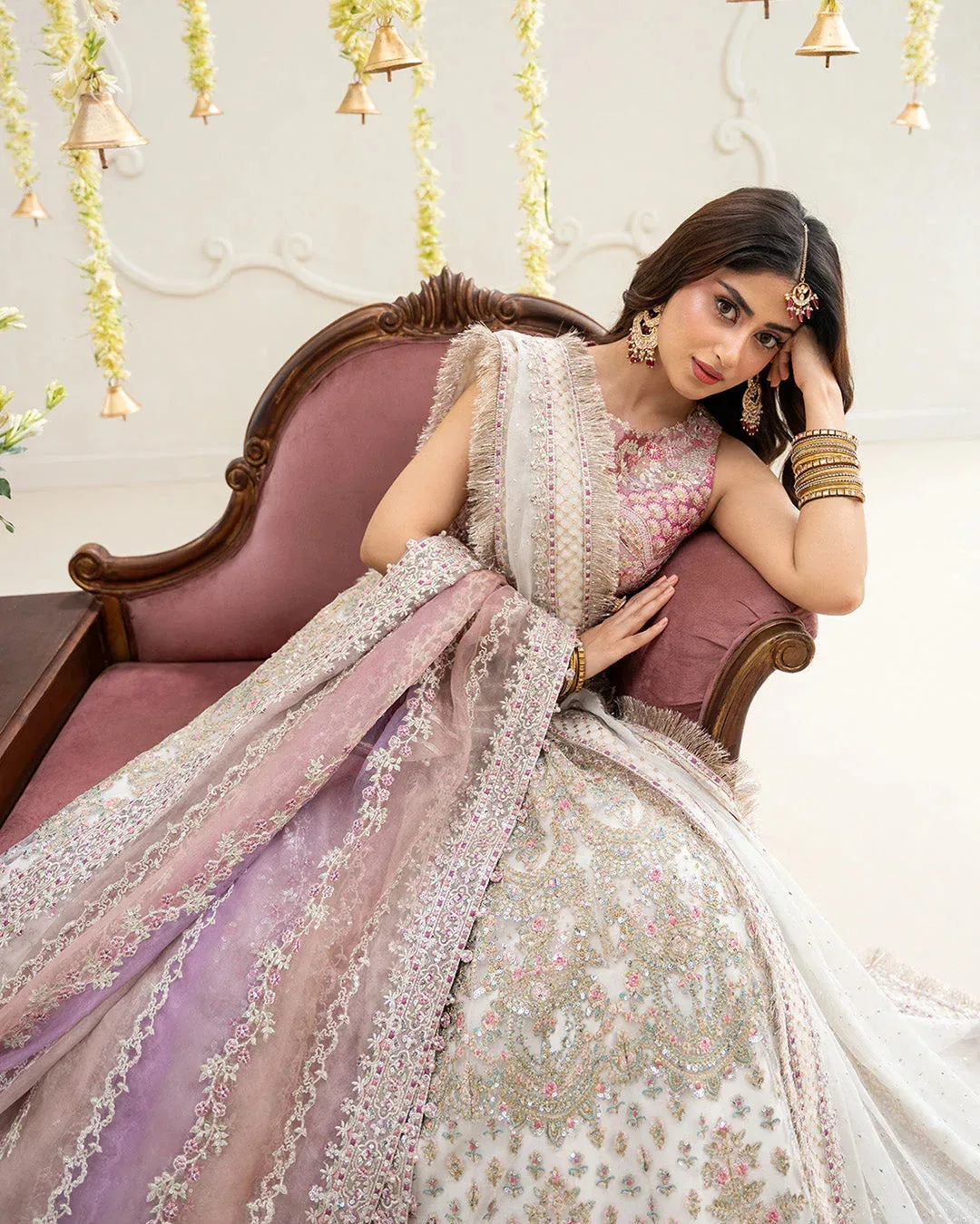 Faiza Saqlain Rua Wedding Formals Pink Organza – view 5 – Poshaq