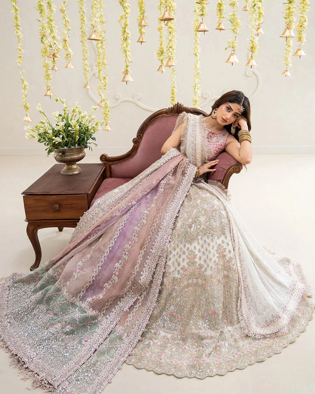 Faiza Saqlain Rua Wedding Formals Pink Organza – view 6 – Poshaq