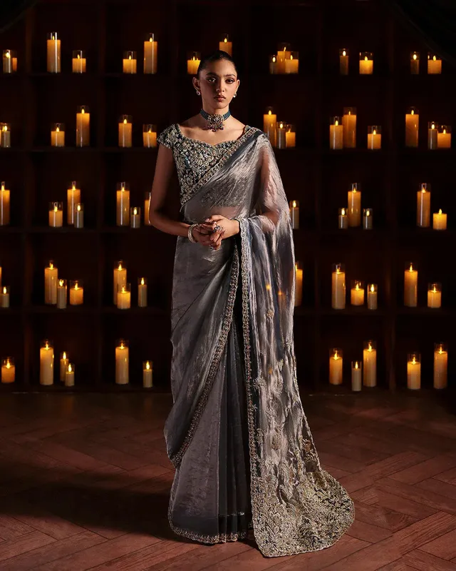 Faiza Saqlain Zaeva Wedding Formals Blue Velvet – view 1 – Poshaq
