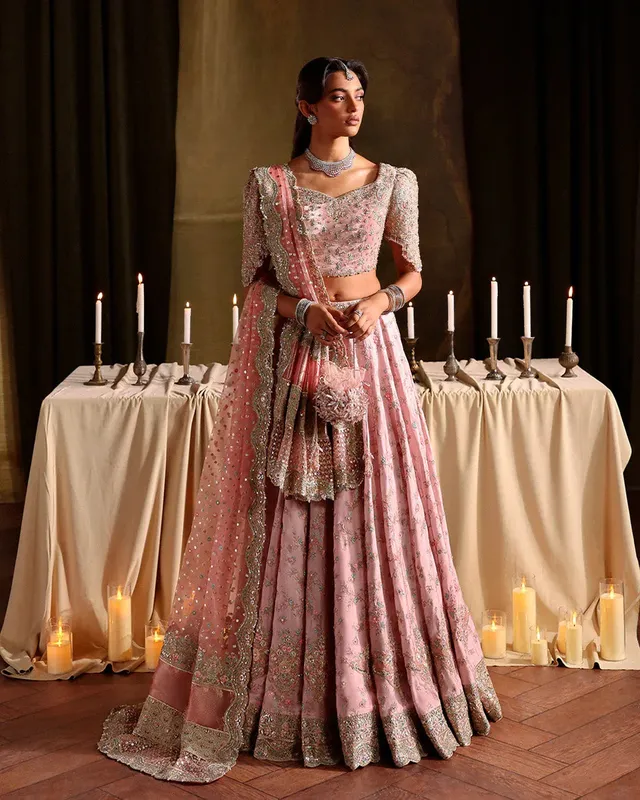 Faiza Saqlain Zaeva Wedding Formals Pink Organza – view 1 – Poshaq