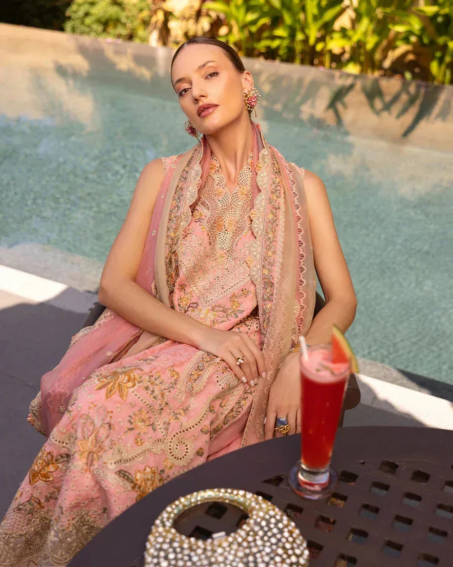 Faiza Saqlain Luxury Lawn Peach Organza – view 2 – Poshaq