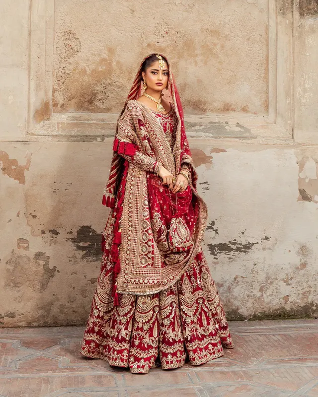 Faiza Saqlain Nira Festive Red Silk – view 1 – Poshaq