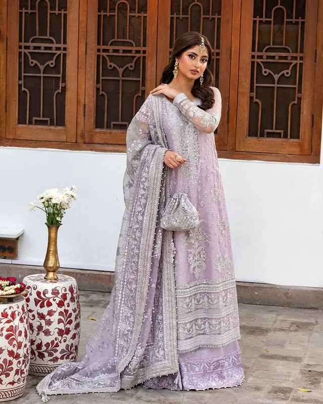 Faiza Saqlain Nira Festive Lilac Raw Silk – view 1 – Poshaq