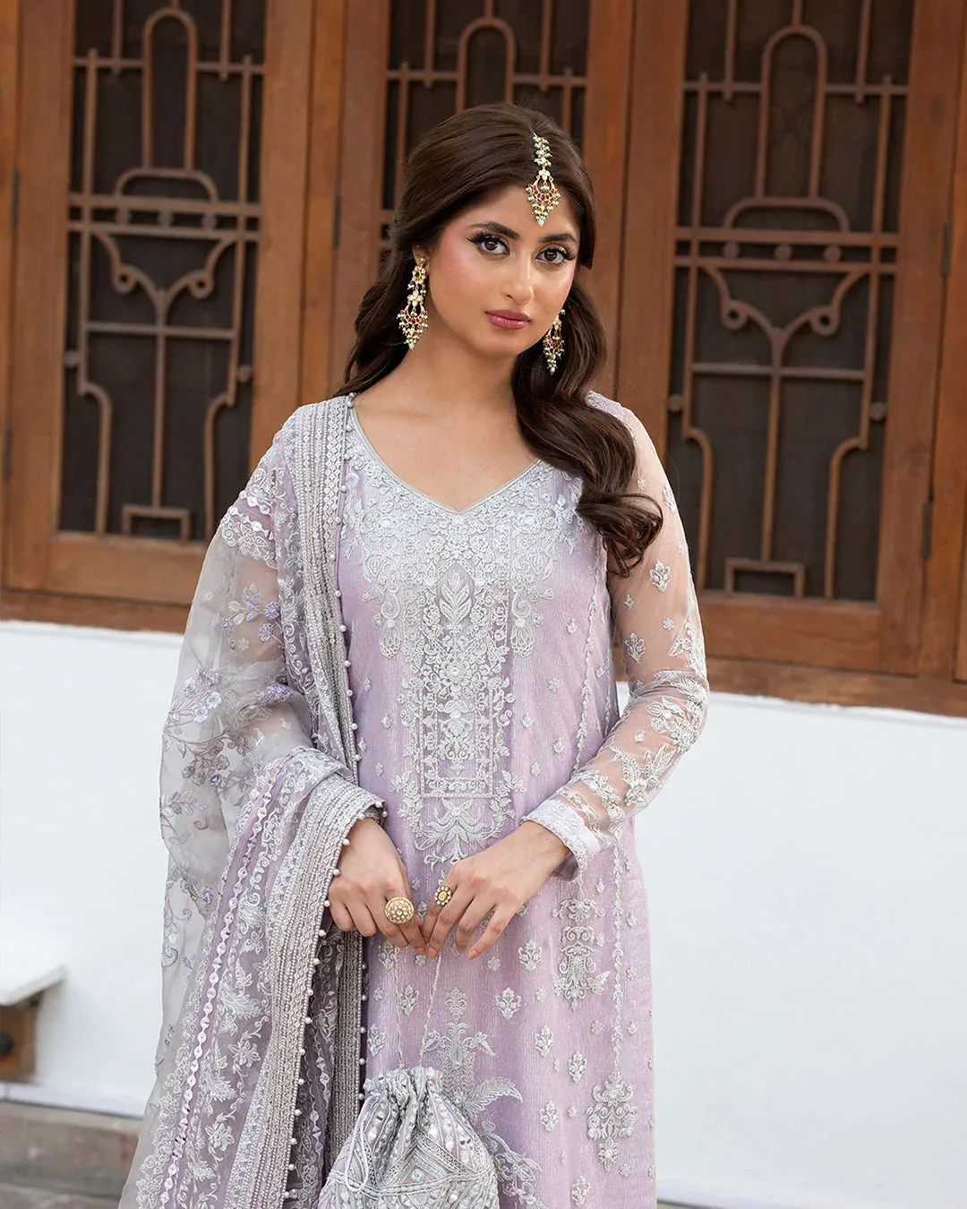 Faiza Saqlain Nira Festive Lilac Raw Silk – view 2 – Poshaq