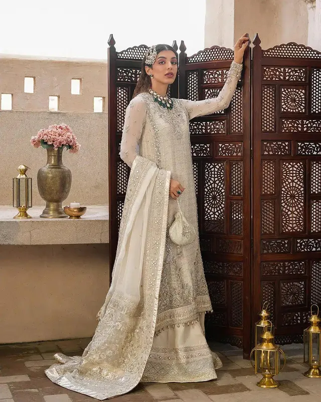 Faiza Saqlain Irina Wedding Formals 23 White Raw Silk – view 1 – Poshaq