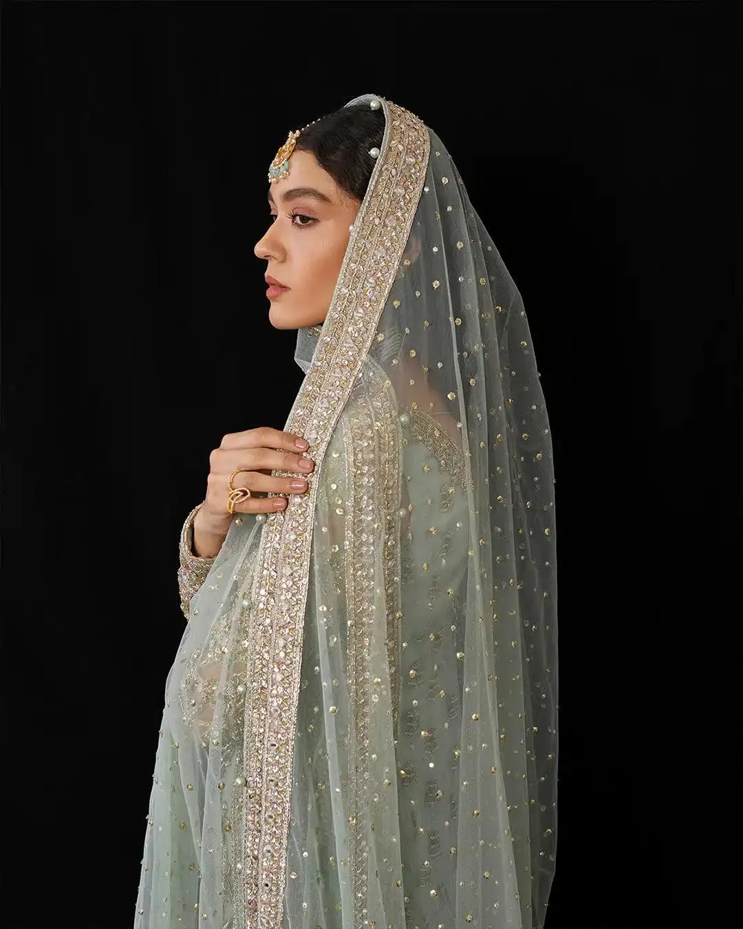 Faiza Saqlain Irina Wedding Formals 23 Blue Raw Silk – view 3 – Poshaq