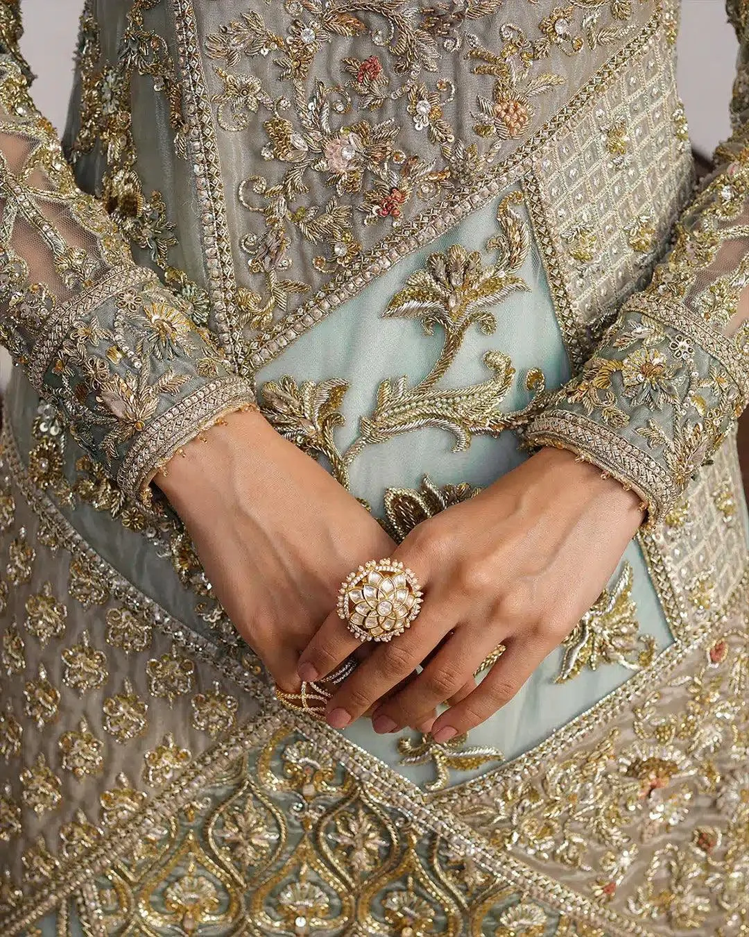 Faiza Saqlain Irina Wedding Formals 23 Blue Raw Silk – view 4 – Poshaq