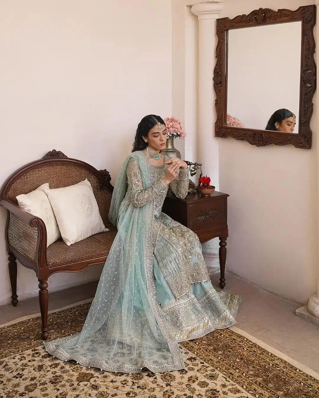 Faiza Saqlain Irina Wedding Formals 23 Blue Raw Silk – view 5 – Poshaq