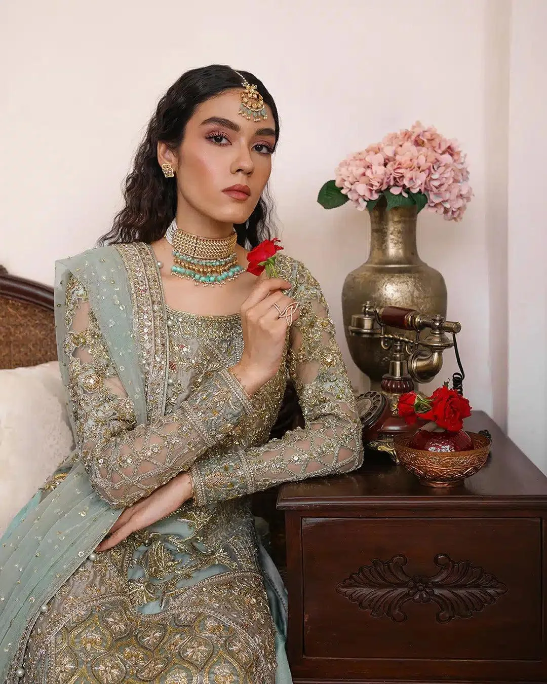 Faiza Saqlain Irina Wedding Formals 23 Blue Raw Silk – view 6 – Poshaq