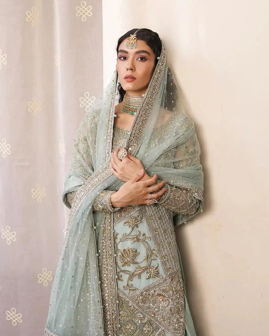 Faiza Saqlain Irina Wedding Formals 23 Blue Raw Silk – view 7 – Poshaq