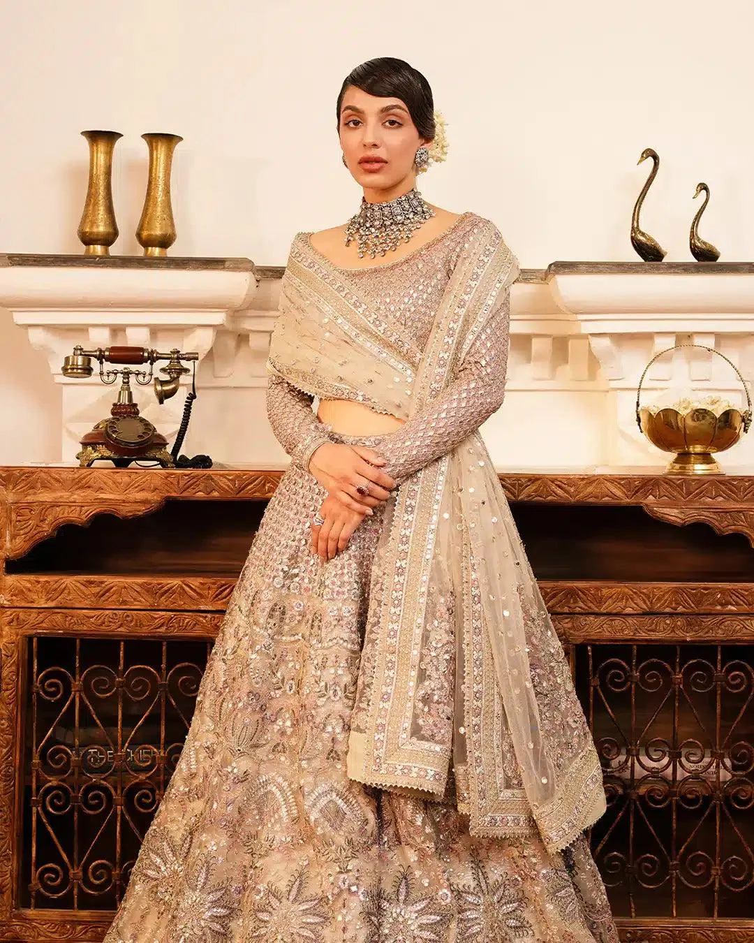 Faiza Saqlain Irina Wedding Formals 23 Ivory Chiffon – view 2 – Poshaq