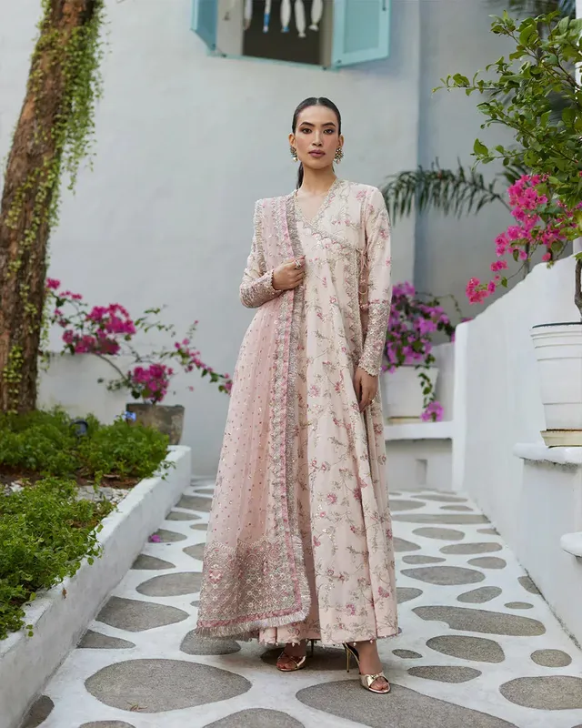 Faiza Saqlain Liliana Luxury Lawn 24 Pink Organza – view 1 – Poshaq
