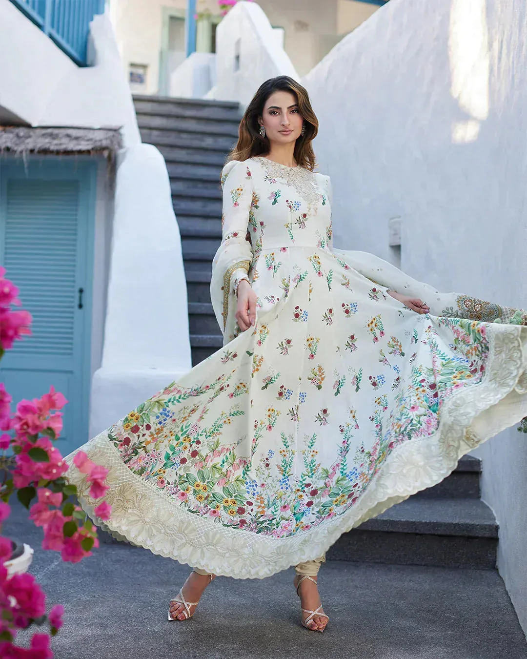 Faiza Saqlain Liliana Luxury Lawn 24 Ivory Organza – view 3 – Poshaq