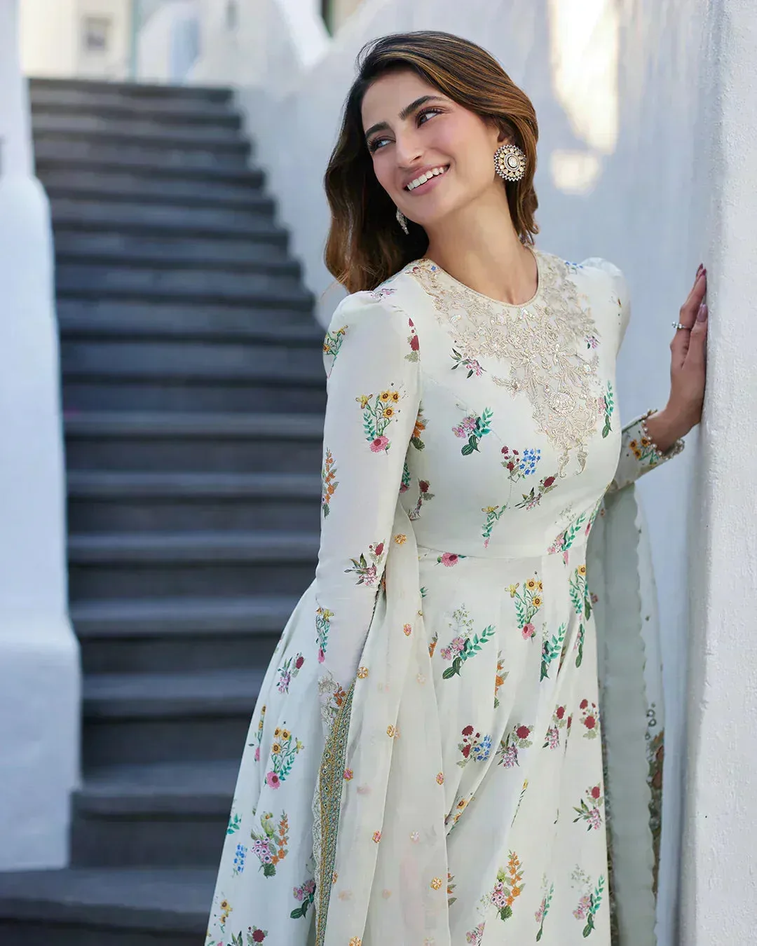 Faiza Saqlain Liliana Luxury Lawn 24 Ivory Organza – view 4 – Poshaq