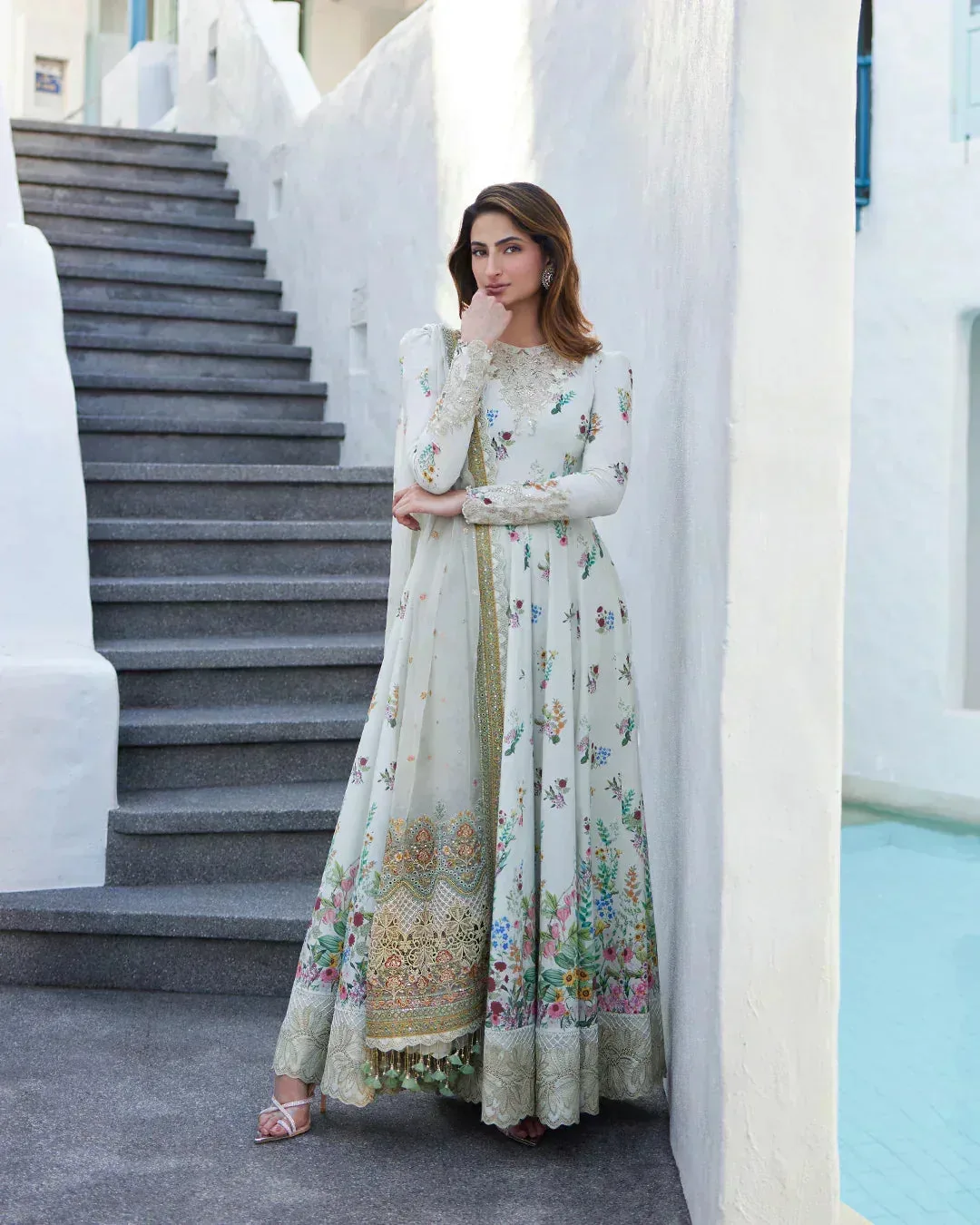 Faiza Saqlain Liliana Luxury Lawn 24 Ivory Organza – view 5 – Poshaq