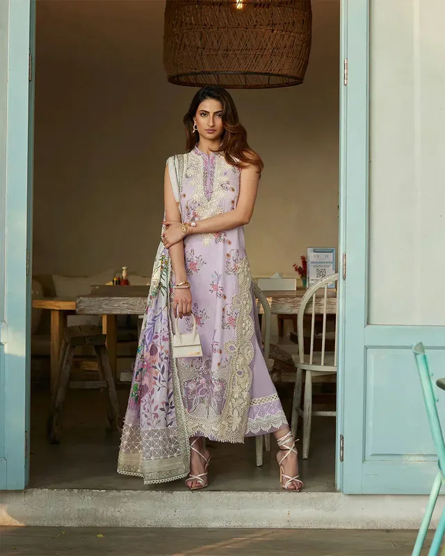 Faiza Saqlain Liliana Luxury Lawn 24 Lilac Organza – view 1 – Poshaq