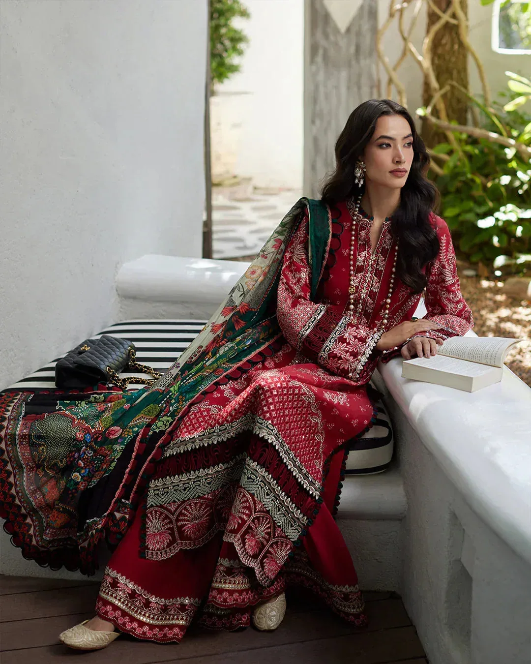 Faiza Saqlain Liliana Luxury Lawn 24 Red Organza – view 4 – Poshaq